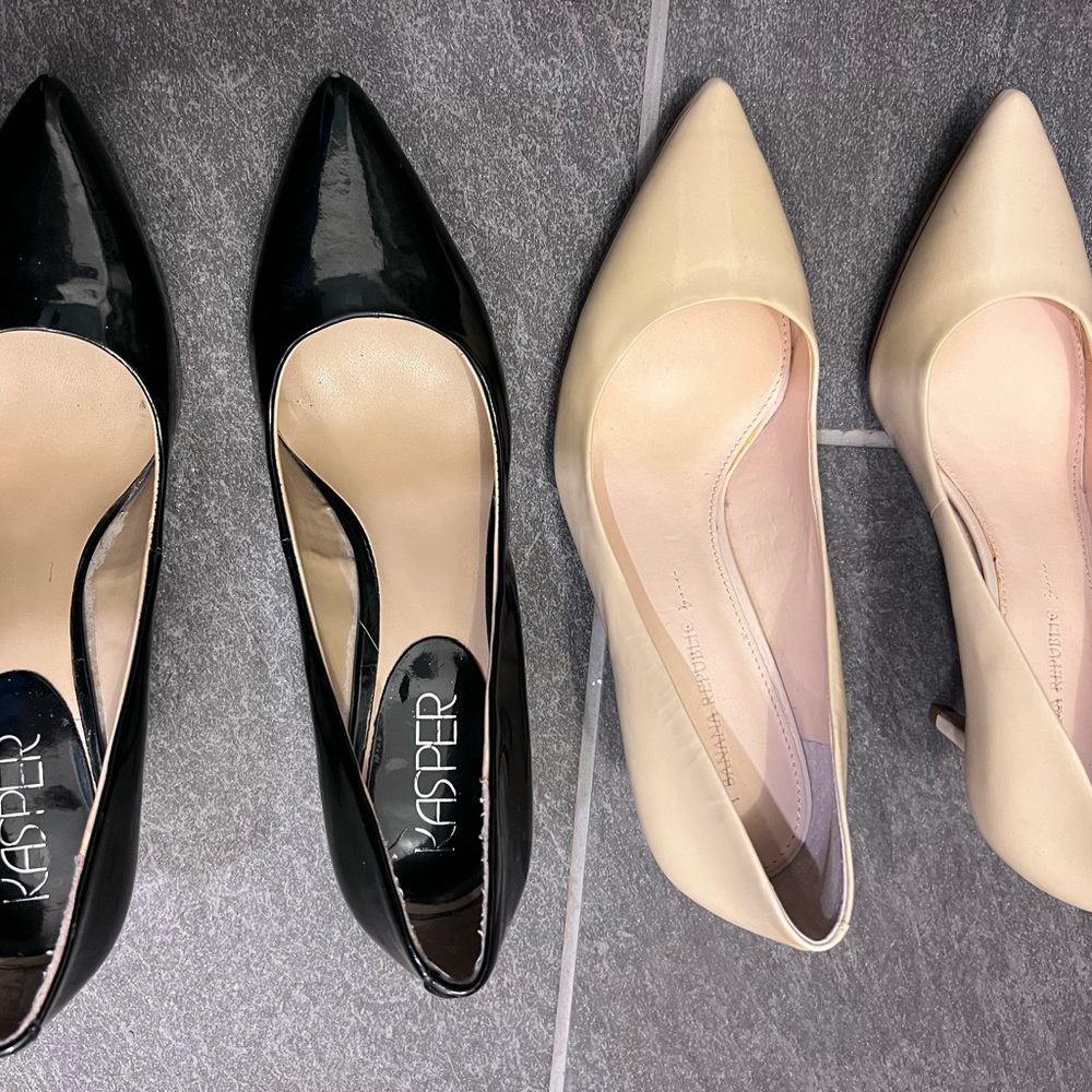 Women’s heels, cream and black, size 8.5, Banana Republic and Kasper